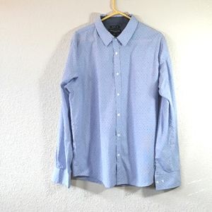 London Fog Slim Fit Men Dress Casual Shirt Blue XL
